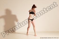 Underwear Martial art Woman White Moving poses Average long brown Dynamic poses Academic